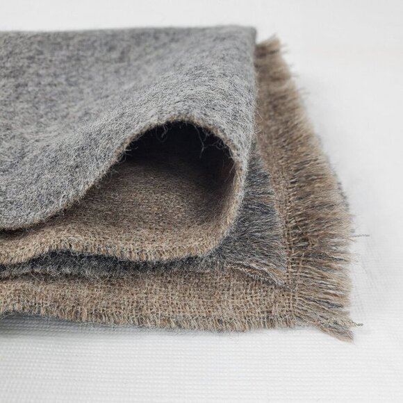 Sol Unisex Gray Rectangle Scarf Baby Alpaca Winter Fringeless Neck Warmer - Picture 4 of 10